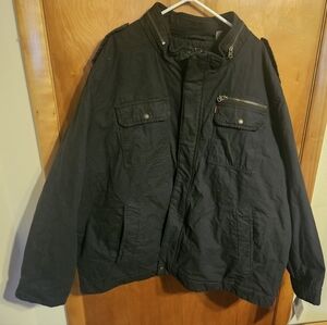 NWT Levi's Black Military Jacket  Button Snap Quilt Lined Size 5XL